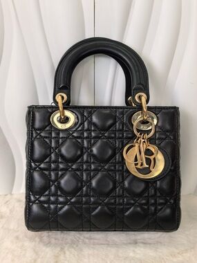 Dior Mini Lady Dior Top-Handle Bag with Gold Hardware
